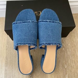 NWT J Crew Low-heel mules in denim